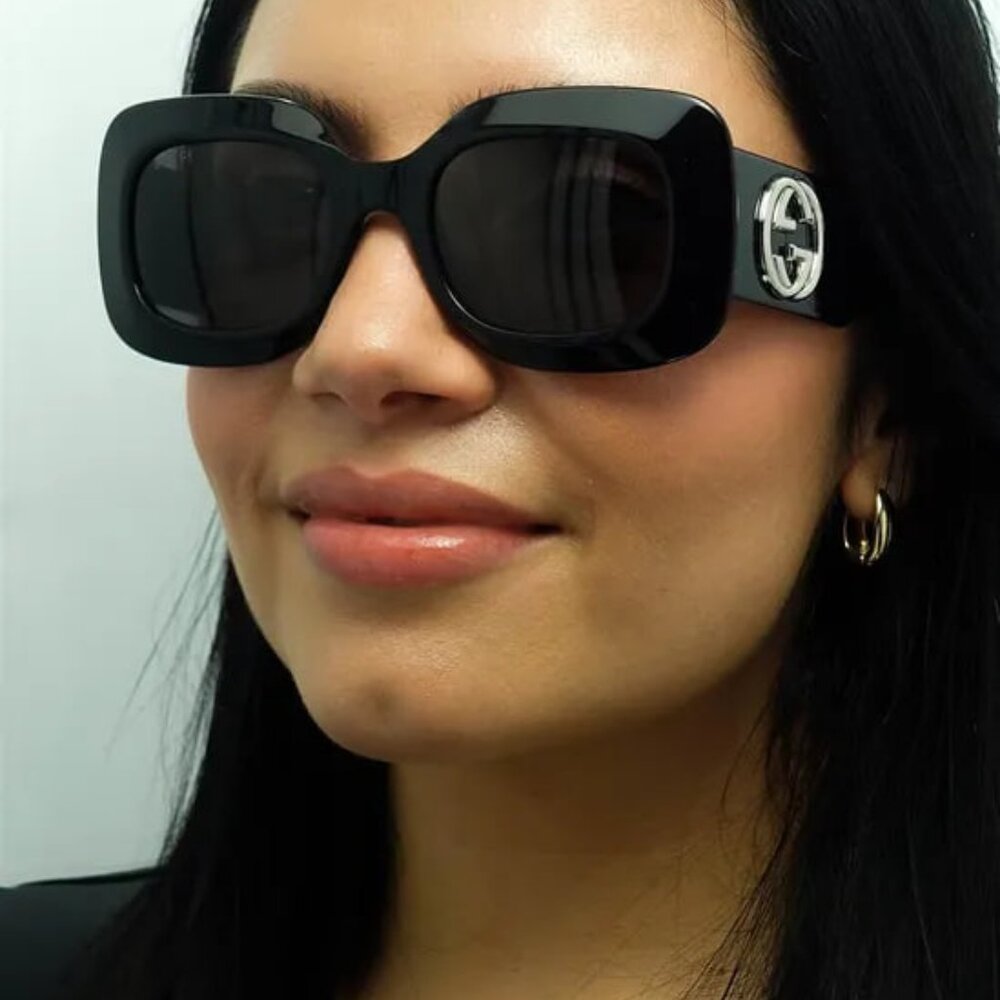 NEW GUCCI SUNGLASSES GUCCI GG1695S 001 BLACK/GREY EYEWEAR - Picture 2 of 5